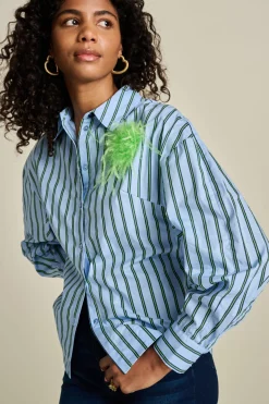 BLOUSE Striped Poplin>POM Amsterdam Outlet