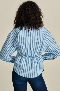 BLOUSE Striped Poplin><noscript><img width=
