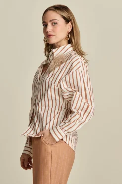 BLOUSE Striped Poplin><noscript><img width=